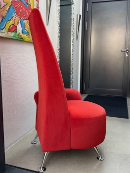 One Armrest chair red velvet